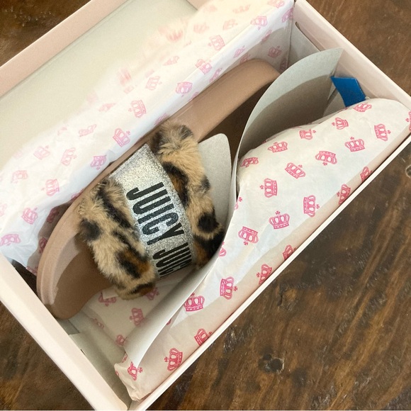 NWT Juicy Couture Slides Leopard Print Shoes Size 7.5 - Picture 3 of 6